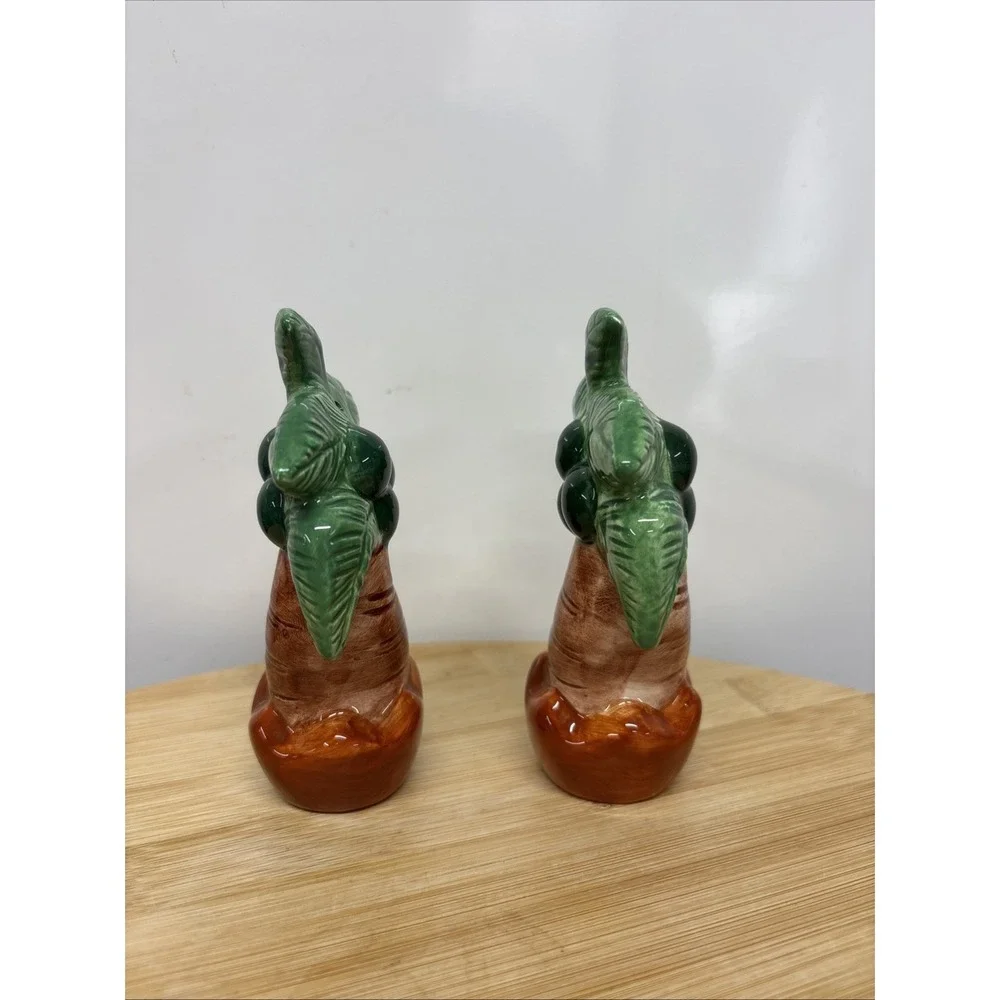 Vintage Palm Tree Salt & Pepper Shakers Ceramic Japan Rare Beach Nautical